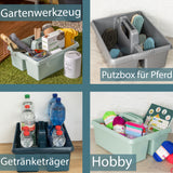 Tragbarer Mehrzweck Organizer 38x32x15 cm für Putzmittel Werkzeugträger Gartengerätekorb Schuhputzkasten - Putzkasten für Pferd Reinigungsmittel Putz Caddy Flaschenträger Putzbox Putzcaddy eckig leer
