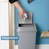 25 Liter Mülleimer mit Klappdeckel 30x26x54 cm - grau - Abfalleimer Mülltrennung - Abfalleimer Deckel Abfallbehälter Papiertonne Papierkorb Müllkorb Abfallkorb Recycling Abfallsammler Haushalt Büro