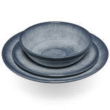 Melamin Geschirr Set Jesolo Grau für 2 Personen - 6 Teile - Steingutoptik Campinggeschirr Camping