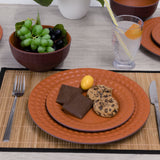 Melamin Geschirrset für 4 Personen - 16 Teile elegante Steingut Optik in Terracotta-Rot - mit klarem Trinkglas 300ml - Campinggeschirr Geschirrset Tafelgeschirr Spülmaschinengeeignet Outdoor Camping