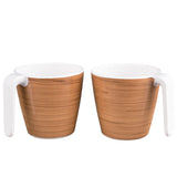 2 Stück Melamin Tasse 350 ml ideal für Camping - Bambi Braun - Stapelbar - 2 Personen Holzoptik Trinkbecher Kaffeetasse Kaffeebecher