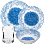 PRODUKTSET - 33411+30689 - Hummelladen Melamingeschirrset Wish Flower + Trinkgläser klar 300ml 4 Personen