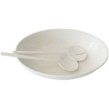 Melamin Salatschüssel 3 Teile mit Salatbesteck oval elegante Steingut Optik Servierschüssel Obstschale