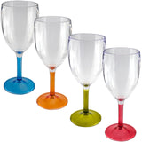 Melamin Geschirr Set Toskana für 4 Personen - 16 Teile - BUNT - Mandala-Optik mit farblich passenden Weingläsern 290 ml aus Acryl Campinggeschirr