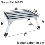 Caravan Trittstufe Klappbare Stufe 63x48x24 cm aus Aluminium bis zu 150kg belastbar mit Anti-Rutsch-Trittfläche Einstiegshilfe Einzeltritt Faltbar Wohnwagen Wohnmobil Fußbank Trittleiter