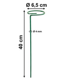 Pflanzenstütze mit Blumenring 40 cm hoch - Ring Ø6,5 cm - aus 4mm kunststoffummantelten Draht - Grün Single Stem - Metall - Blumenstütze Buschstütze - Staudenstütze - Blumenhalter Rankhilfe Pflanzenring Zimmerpflanzen