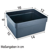 Ordnungsbox - 16x12x8 cm - 1,2 Liter - Ordnungskorb Schubladenorganizer Organizerbox Ordnungssystem Kunststoff Aufbewahrung Schrank Bad