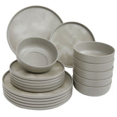 Melamin Geschirr Set mit steilem Rand für 6Personen - 18 Teile - Campinggeschirr - grau - Essgeschirr elegant spülmaschinengeeignet