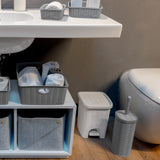 Mülleimer Treteimer 6 Liter mit separatem Inneneiner eckig 20x20x28cm Rattanoptik Kunststoff - Pedal zum Öffnen und Schliessen - Bad Pedaleimer Papierkorb Eimer Abfalleimer Abfallbehälter Mülltonne