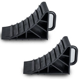 2x Unterlegkeile 15x10x9 cm für PKW Wohnmobil Wohnwagen aus Kunststoff mit Griff Bremskeil Keil Camping Zubehör Schwarz Parkhilfe Einparkhilfe Parkstopper Standkeil Auto Parken Anhänger