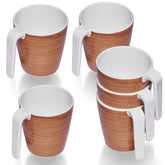 6 Stück Melamin Tasse 350 ml ideal für Camping - Bambi Braun - Stapelbar - 6 Personen Holzoptik Trinkbecher Kaffeetasse Kaffeebecher