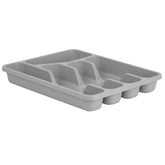 Besteckkasten 5 Fächer - grau - 33,5x25,5x4,5 cm - Besteckeinsatz für Schubladen Organizer Schubladeneinsatz Besteckbox Kunststoff Box
