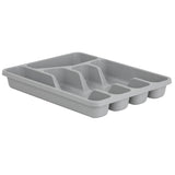 Besteckkasten 5 Fächer - grau - 33,5x25,5x4,5 cm - Besteckeinsatz für Schubladen Organizer Schubladeneinsatz Besteckbox Kunststoff Box
