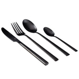 Edelstahl Besteck Set - schwarz - 16 Teile - 4 Personen Service Hochzeit Tafel Camping Outdoor Küchen Zubehör - Messer Gabel Löffel Teelöffel