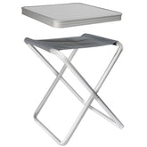 Alu Hocker mit MDF Tischplatte Tablett 40x40x47cm Aluminium Klapphocker Campinghocker Falthocker Angelhocker Campingtisch Wohnmobiltisch Wohnwagentisch klappbar handlicher Beistelltisch