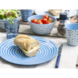 Camping Geschirr aus Melamin 16-teilig für 4 Personen, blau weiß Bruchsicher Spülmaschinenfest