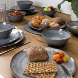 Melamin Geschirr Set für 2 Personen Steingut Optik grau 8 Teile - mit Tellern und Tassen - Campinggeschirr