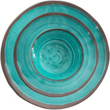 Melamin Geschirr Set für 6 Personen Steingut Optik aqua-grün 18 Teile - mit Tellern und Schüsseln - Campinggeschirr