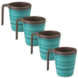 Melamin Geschirr Set für 2 Personen Steingut Optik grün-braun 8 Teile - mit Tellern und Tassen - Campinggeschirr