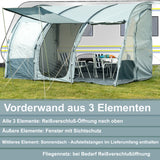 Vorzelt 390x260x245 für Wohnwagen mit Stangen für die Tür Wohmobil Camping Fiberglas und Aluminium Gestänge Reisevorzelt Busvorzelt 5000mm Wasserfest