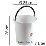 Eimer mit Ausguss und Henkel - 7 Liter - weiß - Putzeimer Haushalt Küche Bad Camping Kunststoff Eimer Haushaltseimer Wassereimer