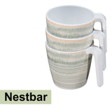 Melamin 2 Tassen 350 ml ideal für Camping - Smaragd Grün - Stapelbar - Steingutoptik Trinkbecher Kaffeetasse Kaffeebecher