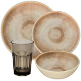 PRODUKTSET - 30514+30667 - Hummelladen Melamingeschirrset Jesolo Sand mit Trinkglas 400ml 6 Personen