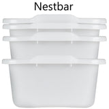 Schüssel 11 Liter quadratisch 34x33x16 cm weiß - Lebensmittelecht aus LDPE-Kunststoff Haushaltsschüssel Waschschüssel Universal Küchenschüssel Spülschüssel Kunststoff Fußbad Pflege - nestbar