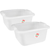 2x Schüssel 7 Liter quadratisch 30x29x14 cm weiß - Lebensmittelecht aus LDPE-Kunststoff - Haushaltsschüssel Waschschüssel Universal Küchenschüssel Spülschüssel Kunststoff Fußbad Pflege - nestbar