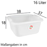 12x Schüssel 16 Liter quadratisch 38x37x18 cm weiß - Lebensmittelecht aus LDPE-Kunststoff - Haushaltsschüssel Waschschüssel Universal Küchenschüssel Spülschüssel Kunststoff Fußbad Pflege - nestbar