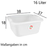 Schüssel 16 Liter quadratisch 38x37x18 cm weiß - Lebensmittelecht aus LDPE-Kunststoff Haushaltsschüssel Waschschüssel Universal Küchenschüssel Spülschüssel Kunststoff Fußbad Pflege - nestbar