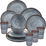 Melamin Geschirr Geschirrset 4 Personen Campinggeschirr Tafelservice 16 teilig Tafelgeschirr Camping Outdoor Essgeschirr Kombiservice 16 tlg modernes Melamingeschirr Picknickgeschirr Steingut Optik