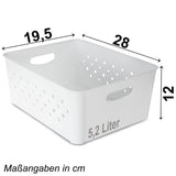 Ordnungsbox-Set WEIß-GRAU-ANTHRAZIT - 27x19x12cm - 5,2 Liter - Schubladenorganizer Ordnungskorb Schublade - Organizerbox Ordnungssystem Kunststoff Aufbewahrung Bad Korb Schrank Schreibtisch