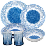 PRODUKTSET - 33411+32996 - Hummelladen Melamingeschirrset Wish Flower + Trinkgläser blau 300ml 2 Personen