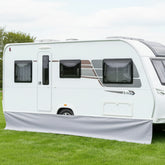 Bodenschürze Wohnwagenschürze 400x60 cm - Grau - Windschutz für Vorzelt Windblende Wagenschürze Camping Zubehör winddicht Windschürze Windfang Wohnwagen Wohnmobil Womo aus Polyester mit Keder
