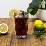 Melamin Geschirr Set Toskana Pastel für 4 Personen - 16 Teile - Orange-Blau - Mandala-Optik mit klaren Trinkgläsern 460 ml aus Acryl Campinggeschirr