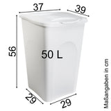 Wäschekorb 50 Liter groß mit Deckel - Wäschesammler ohne Löcher 39x37x55cm Wäschebox Wäschesortierer Haushaltskorb Korb Haushalt Kunststoff Wäschetruhe Wäschetonne Wäschesack