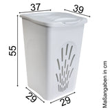 Wäschekorb 50 Liter groß mit Deckel - Wäschesammler mit Löcher 39x37x55cm Wäschebox Wäschesortierer Haushaltskorb Korb Haushalt Kunststoff Wäschetruhe Wäschetonne Wäschesack