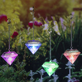 4x Solarleuchte Garten Dekoration Kristall 8 cm hoch - Farbwechsel - bunt solarbetrieben - Diamant - Deko Aussen - LED Licht- Sonnenfänger - Gartenleuchte - Gartendeko - hängend - 4er Set - Balkon