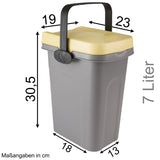 2x Abfalleimer 7 Liter 23x19x30,5cm - mit Gummidichtung im Deckel mit dem Henkel verschließbar - Geruchstdichter Mülleimer Biomüll Windeleimer Wickeleimer Hygieneeimer Katzeneimer Küche Kompost