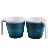 Melamin 2 Tassen 350 ml ideal für Camping - Jesolo Blau - Stapelbar - Steingutoptik Trinkbecher Kaffeetasse Kaffeebecher