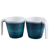 Melamin 2 Tassen 350 ml ideal für Camping - Jesolo Blau - Stapelbar - Steingutoptik Trinkbecher Kaffeetasse Kaffeebecher