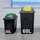 Mülleimer mit Schwingdeckel - schwarz farbiger Deckel 60 Liter - Mülltrennung - Abfalleimer Deckel Abfallbehälter Papiertonne Papierkorb Müllkorb Abfallkorb Recycling Abfallsammler Schwingeimer Hauhalt Büro 60 l