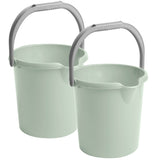 2x Eimer mit Ausguss und Henkel - 5 Liter - grün - Putzeimer Haushalt Camping Küche Bad Kunststoff Eimer Haushaltseimer Wassereimer