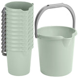 12x Eimer mit Ausguss und Henkel - 5 Liter - grün - Putzeimer Haushalt Camping Küche Bad Kunststoff Eimer Haushaltseimer Wassereimer