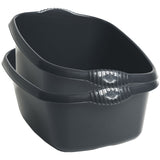 2x Schüssel Set schwarz - 12 Liter - 39x32 cm - rechteckig - Waschschüssel Set Spülschüssel Set Wasserschüssel Set - Lebensmittelecht - Kunststoff Spüle