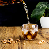 Melamin Geschirr Set Bambi Braun für 4 Personen - 16 Teile mit farblich passenden Trinkgläsern 400 ml aus Acryl Steingutoptik Campinggeschirr