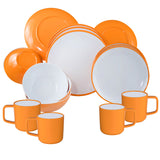 Melamin Geschirrset für 4 Personen - 16 Teile - Campinggeschirr - gelb weiß Essgeschirr elegant spülmaschinengeeignet