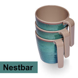 Melamin Tassen 350 ml ideal für Camping 4 Personen - Jesolo Grün - Stapelbar - Steingutoptik Trinkbecher Kaffeetasse Kaffeebecher