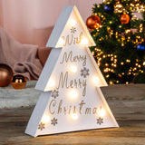 LED Baum Tannenbaum aus Papier Tanne Dekoleuchte Stimmungslicht mit 10 LEDs - 28 cm hoch Deko Licht Lampe - Fensterdeko Tischleuchte Stehleuchte - Lichterbaum Tannenbaum Weihnachtsdekoration - weiß
